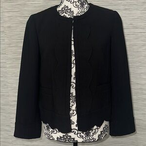 Ann Taylor Black Collarless Scalloped Blazer Sz. M